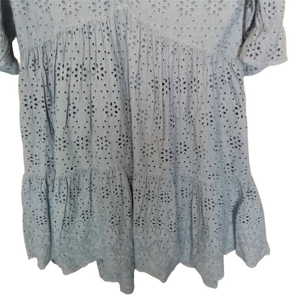 Sundance Womens XS Blue Eyelet Boho Jasmine Midi D - Picture 4 of 8